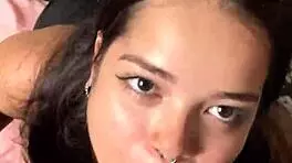 Cute Submissive Girlfriend Gives Deep Sloppy Blowjob to Big Dick