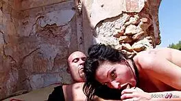 Sexy latina cheats with stranger in sloppy anal sex outdoors