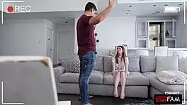 Stepdaughter Swallows Stepdads Cock After He Scares Away Her Boyfriend