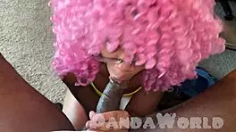 ebony anal slut taking bbc deep in her asshole while 2nd ebony slut swallows bbc