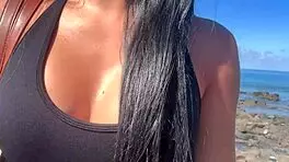 beach babe exposes perfect tits and big ass in public before getting fucked