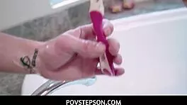 Pov Step Son Shaves Huge Tits Mature Stepmom's Pussy and Licks It