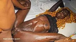 Skinny Sarah returns for hardcore fucking, bending over in doggystyle with big cock.