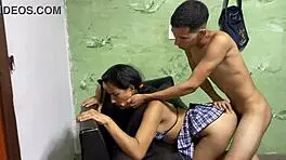 Brunette Teen In Stockings Gets Hardcore Fucking.