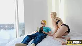 blonde girl licks pussy and sucks cock in taboo fantasy