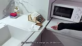 Sexy blonde in black stockings loves fucking with amateur russian couple