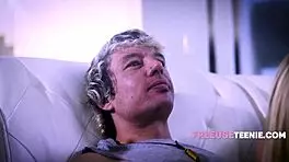 Milf exposes her tits while stepson and stepdaughter fuck all day