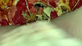 Saudi amateur Arabian Snow White in Los Angeles kinky fetish masturbation with pizza chocolate ice cream fruits