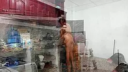 A young latina prepares a very tasty dinner at home