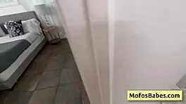 lovely teen brunette with nice natural big boobs banged from behind in bathroom - gaby ortega jmac