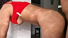 Passionate risky sex in public club bathroom