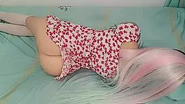 My adorable petite girl lets me play with her like a toy until I cum