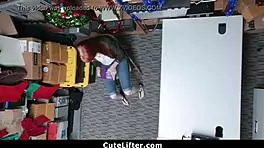 ginger teen fucked hard for stealing electronics in the garage