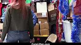 ginger teen fucked hard for stealing electronics in the garage