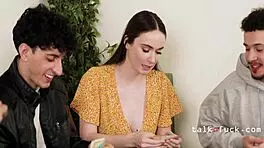 Teen dominates freeuse cock duel with group watching 😏