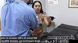 Mia pussy shocked and blasted with cum in close-up