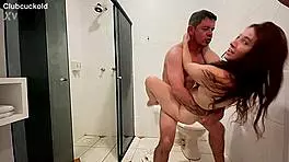 It was supposed to be hidden in the bathroom but the latina screamed so loud during creampie the neighbors heard