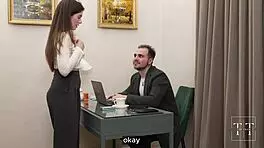 Slut Pleases Boss With Blowjob Cum