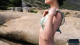 two petite milf models get naked outdoor 😍