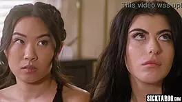 two horny sitters fucked by horny milf and hot lesbians in threesome