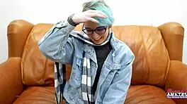 Exotic skinny coed fingers her shaved pussy and sucks a cock