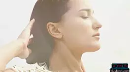 two petite milf models get naked outdoor 😍