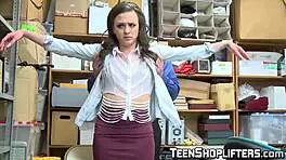 Naughty Young 18+ Shoplifter Ass Punished By Security Guard