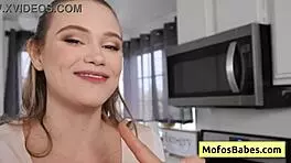 Sexy Blonde Petite Hottie Massages Natural Boobs After Shower and Fingers Pink Bald Pussy!