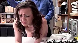 Naughty Young 18+ Shoplifter Ass Punished By Security Guard