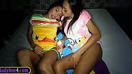 Teen Ladyboy Phatida And Aemy Threesome Fuck With Lucky Guy