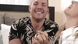 When the date turned really good, Codey Steele and Chanel Camryn enjoyed deepthroat, riding, and shared orgasm together