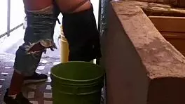 Rough anal until he creampies me during laundry time