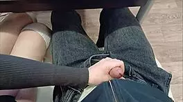 Jerked off classmate's cock during lecture!