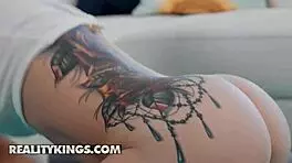 Maddy May joins girlfriend in threesome with lawn guy