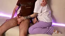 Skinny European Babe Jerks Off While Watching Movie With Classmate