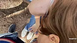 amateur teen couple fucks outdoors in woods