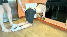 Teen girl stuck in kitchen cabinet and guess what