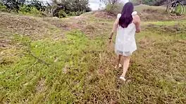 Thai babe masturbates in forest