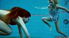 Two hot lesbians in the pool