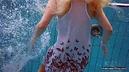 Two hot lesbians in the pool