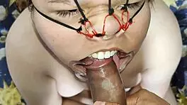 I fuck her face and cum on her nose.