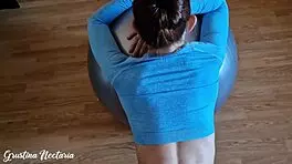 Yoga girlfriend fucked on big ball