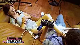 Foot Job Katie Walls Gives While He Masturbates Her