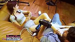 Foot Job Katie Walls Gives While He Masturbates Her