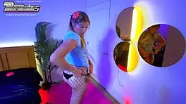 Blonde slut gags on big black cock blowjob