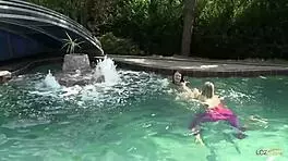 we're playing with each other's pussies at the pool