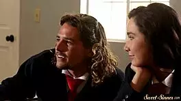 Classy babe passionately rides cock in glamorous fantasy, blending elegance with intense desire