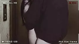 girl in skirt and fishnet stockings fucking gets creampie in elevator 🚀