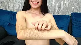 Can you believe this teen showing off her hairy arm fetish?