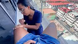 What passionate massage is the latina couple enjoying in homemade setting